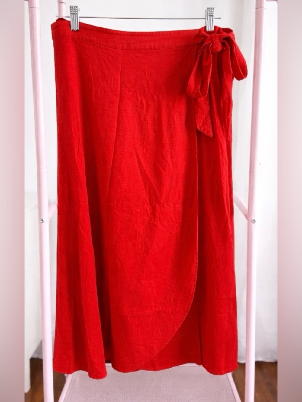 Red Wrap Skirt with Side Tie